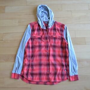North Face Flannel Light Jacket Hoodie Size M Plaid